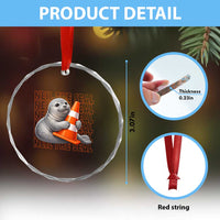 Neil The Seal Groovy Crystal Glass Ornament Retro Vintage Cute Seal Lover Graphic