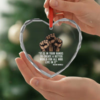Nelson Mandela Heart Crystal Glass Ornament It Is In Your Hands To Create A Better World For All Who Live In It