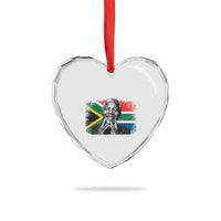 Nelson Mandela Quote Heart Crystal Glass Ornament I Never Lose I Either Win Or I Learn Vintage South African Flag