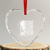 Nelson Mandela Quote Heart Crystal Glass Ornament The Greatest Glory In Living Lies Not In Never Falling But In Rising