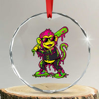 Neon Dripping Monkey Baseball Graphic Crystal Glass Ornament Ball Party Game Day Vibes