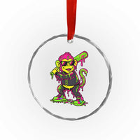 Neon Dripping Monkey Baseball Graphic Crystal Glass Ornament Ball Party Game Day Vibes