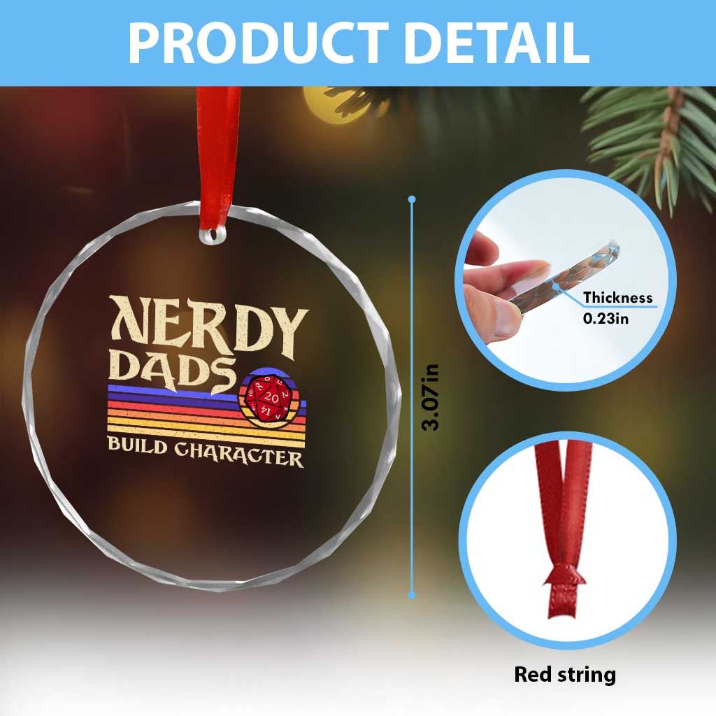 Nerdy Dad Crystal Glass Ornament Funny Fathers Day RPG Gaming D20 Tabletop