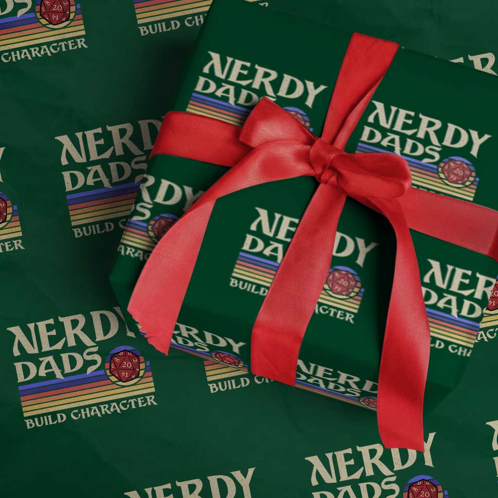 Nerdy Dad Wrapping Paper Roll Funny Fathers Day RPG Gaming D20 Tabletop