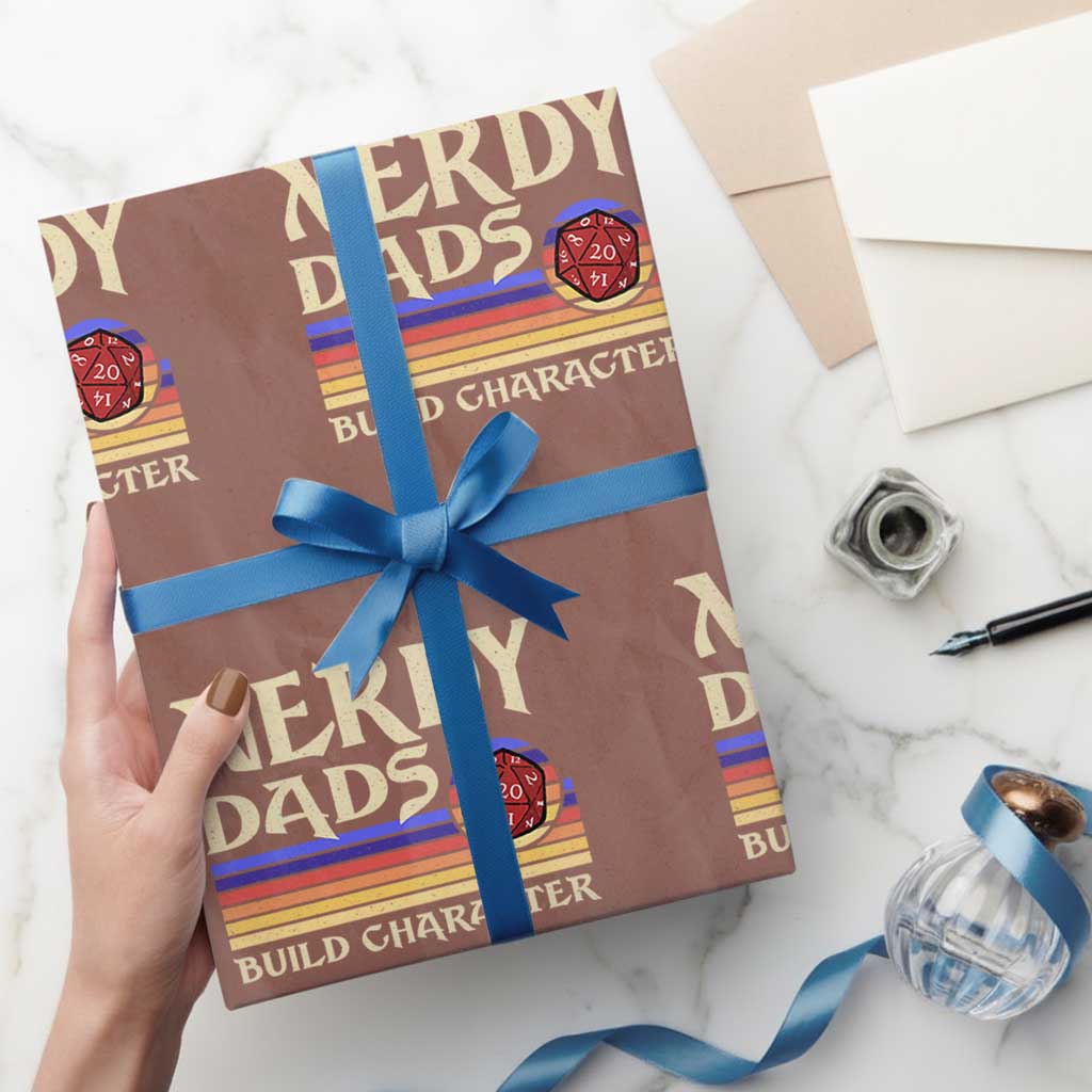 Nerdy Dad Wrapping Paper Roll Funny Fathers Day RPG Gaming D20 Tabletop