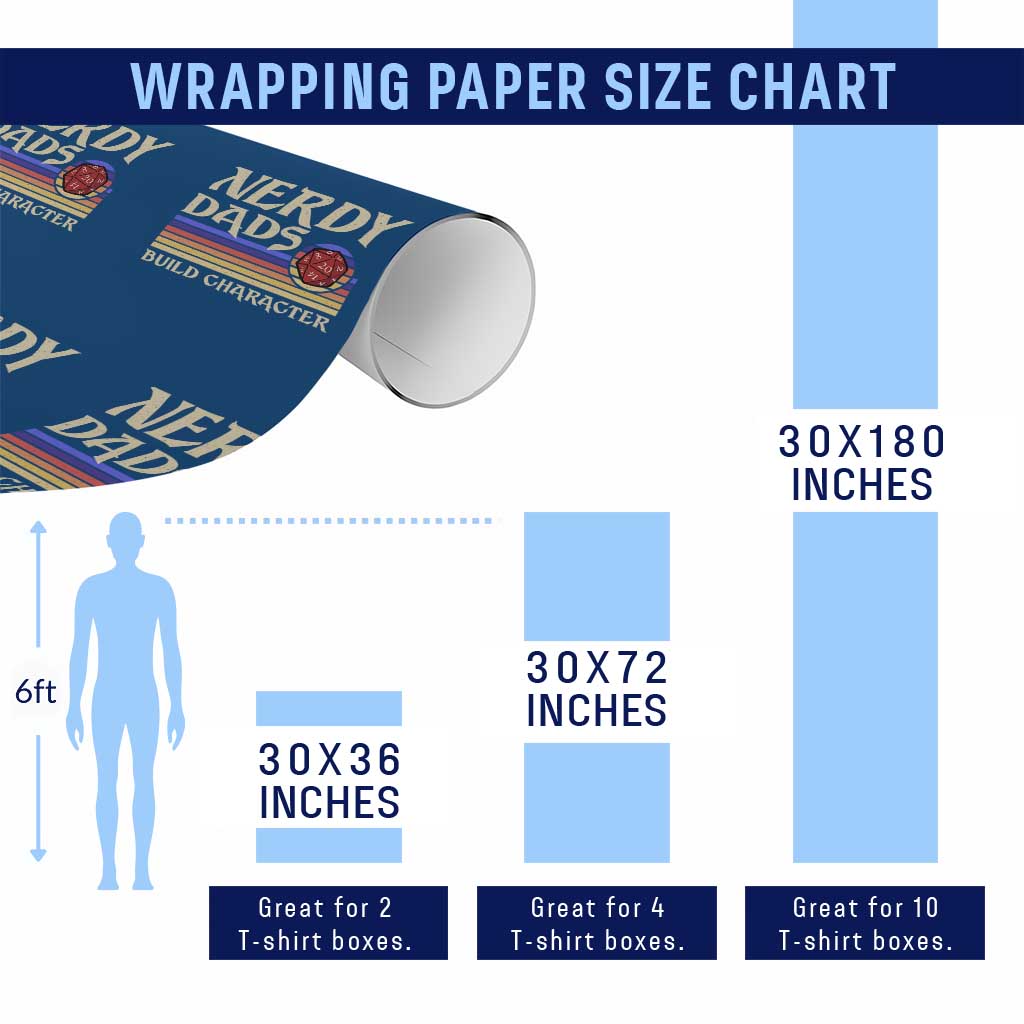 Nerdy Dad Wrapping Paper Roll Funny Fathers Day RPG Gaming D20 Tabletop