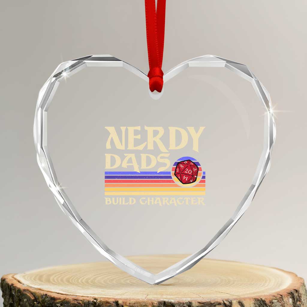 Nerdy Dad Heart Crystal Glass Ornament Funny Fathers Day RPG Gaming D20 Tabletop