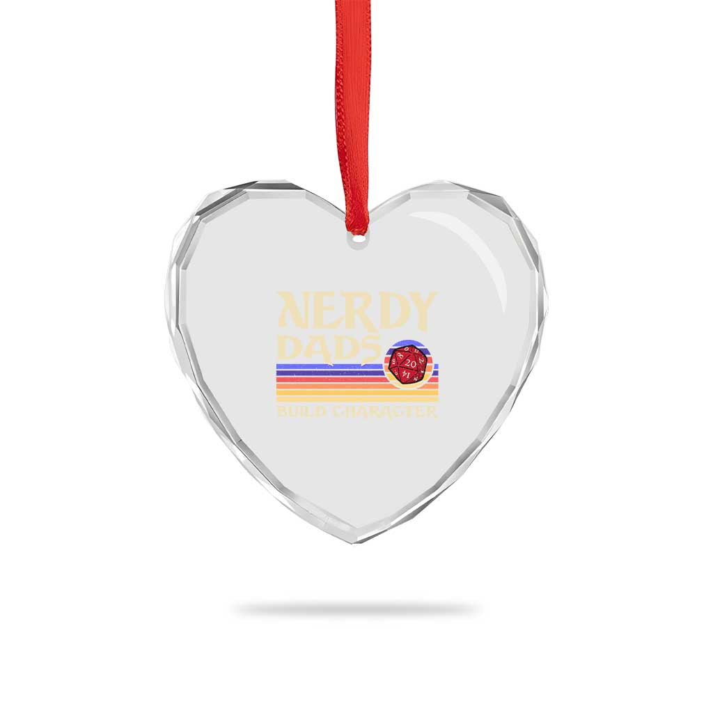 Nerdy Dad Heart Crystal Glass Ornament Funny Fathers Day RPG Gaming D20 Tabletop