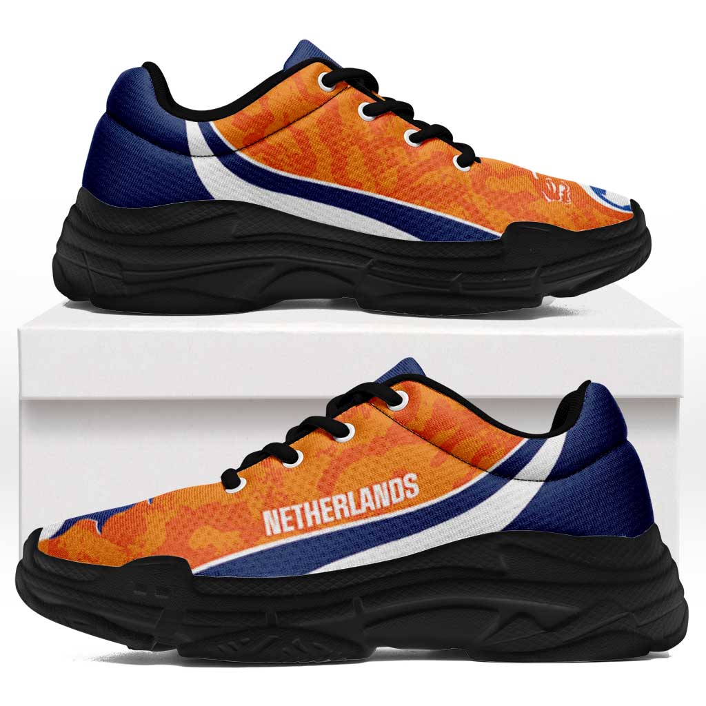 Netherlands 2026 Football Chunky Sneakers Go Oranje Grunge Curve Stylized - Wonder Print Shop