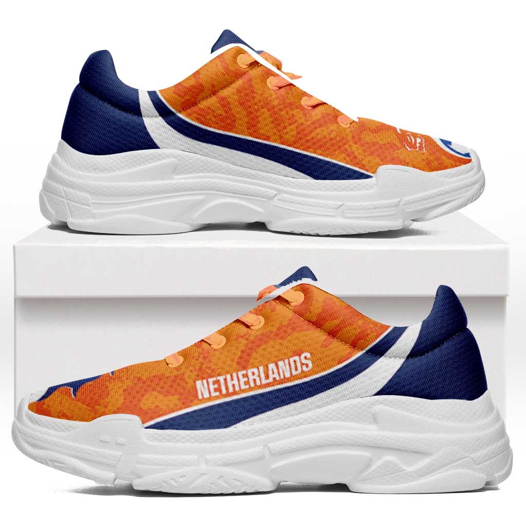 Netherlands 2026 Football Chunky Sneakers Go Oranje Grunge Curve Stylized - Wonder Print Shop