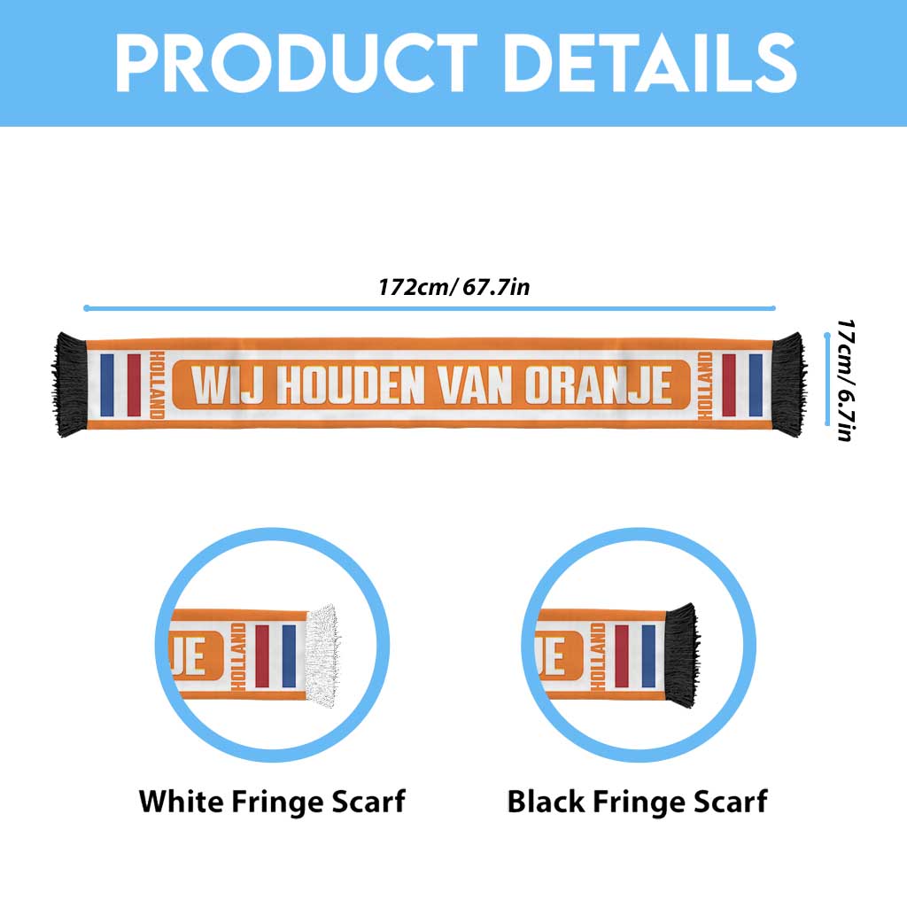 Netherlands 2026 Football Personalised Soccer Scarf Wij Houden Van Oranje