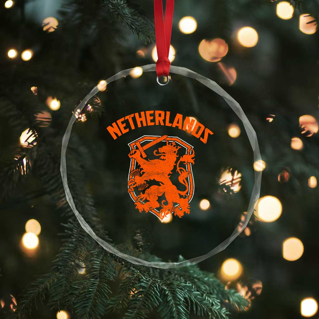 Netherlands Dutch Republic Lion Vintage Holland Crest Crystal Glass Ornament