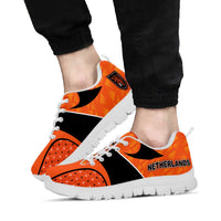 Netherlands Football Sneakers Dynamic Diagonal Stripe With Tulip Floral Patterns