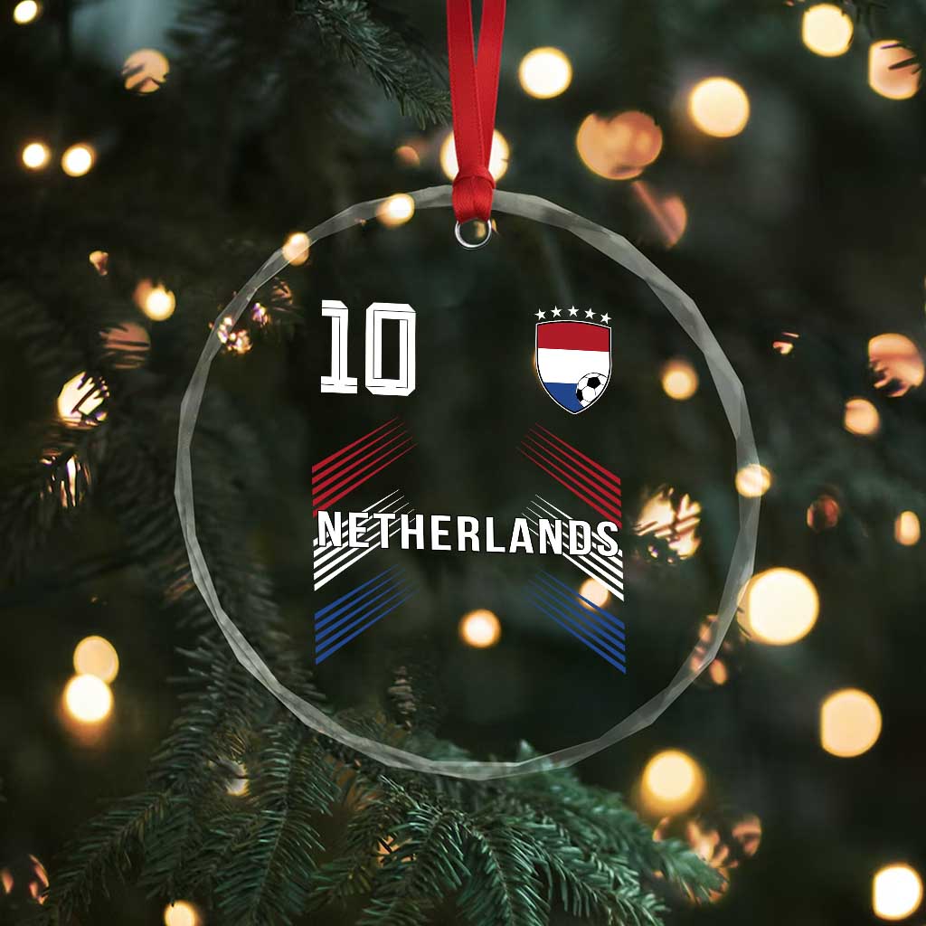 Netherlands Soccer Sports Graphic Number 10 Jersey Style Crystal Glass Ornament Proud Nederlands Holland Football Fans Game Day Pride