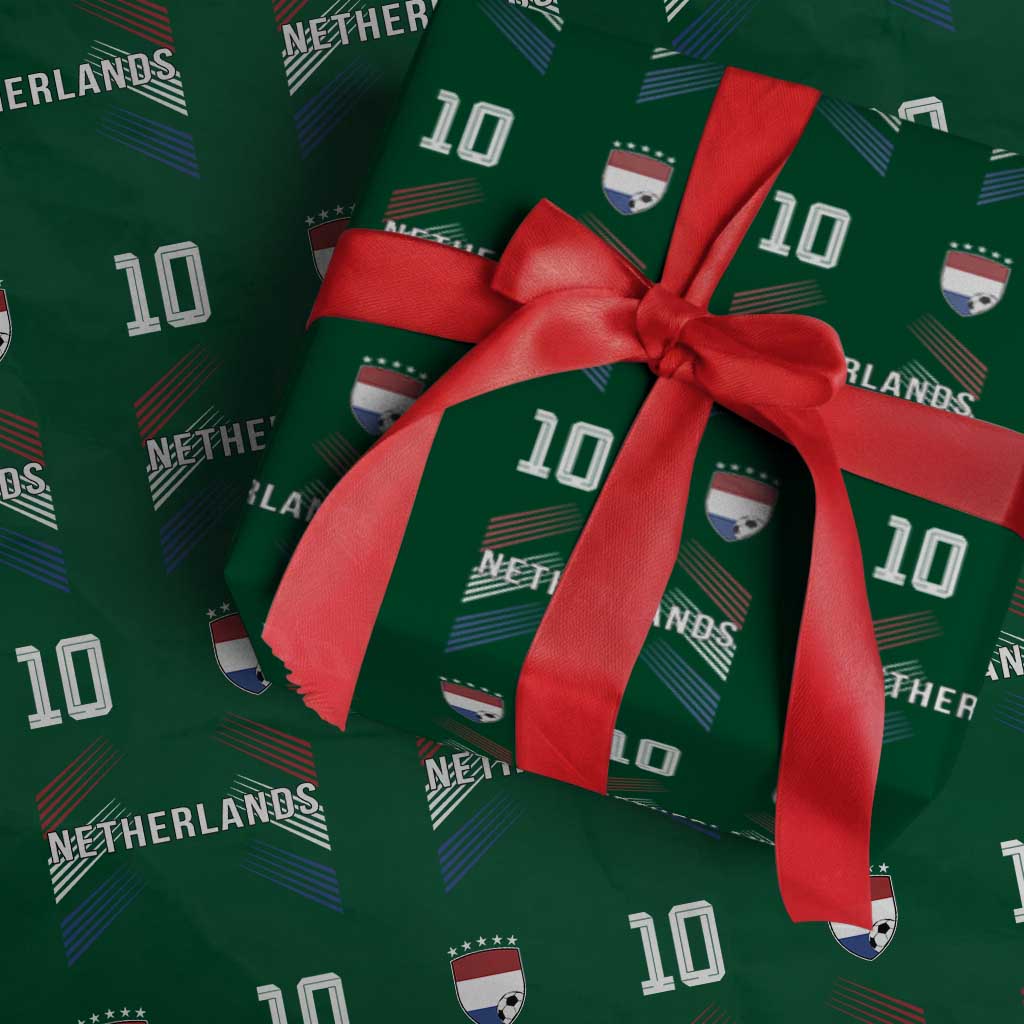 Netherlands Soccer Sports Graphic Number 10 Jersey Style Wrapping Paper Roll Proud Nederlands Holland Football Fans Game Day Pride