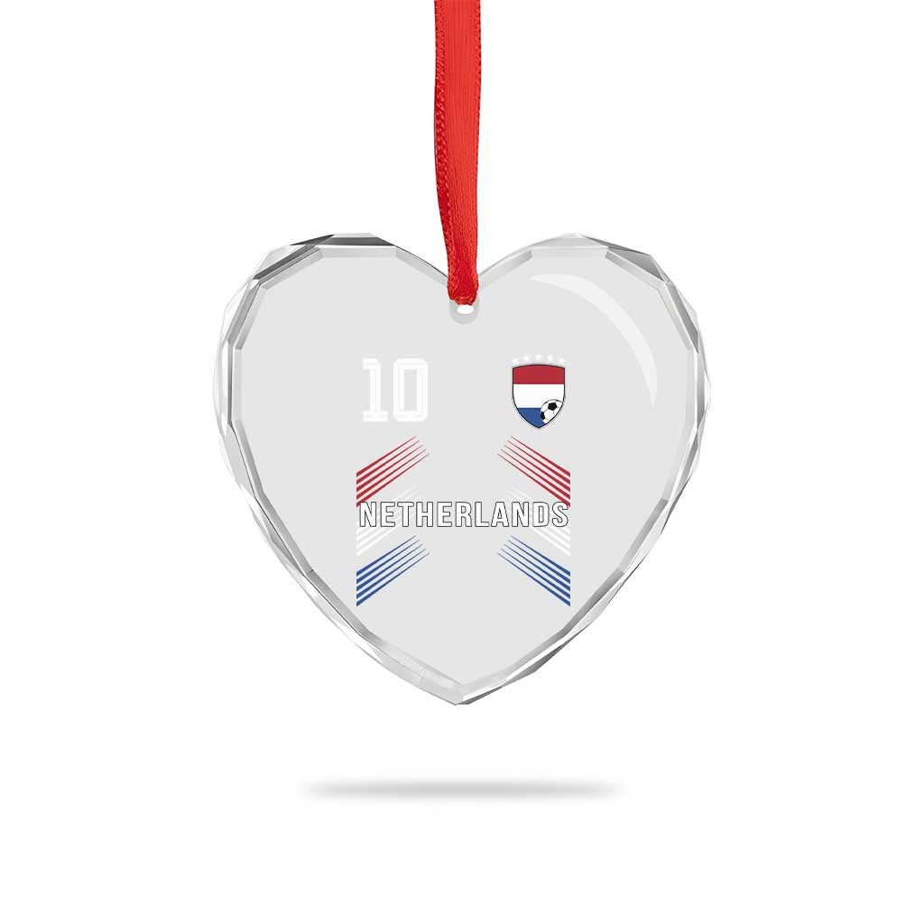 Netherlands Soccer Sports Graphic Number 10 Jersey Style Heart Crystal Glass Ornament Proud Nederlands Holland Football Fans Game Day Pride
