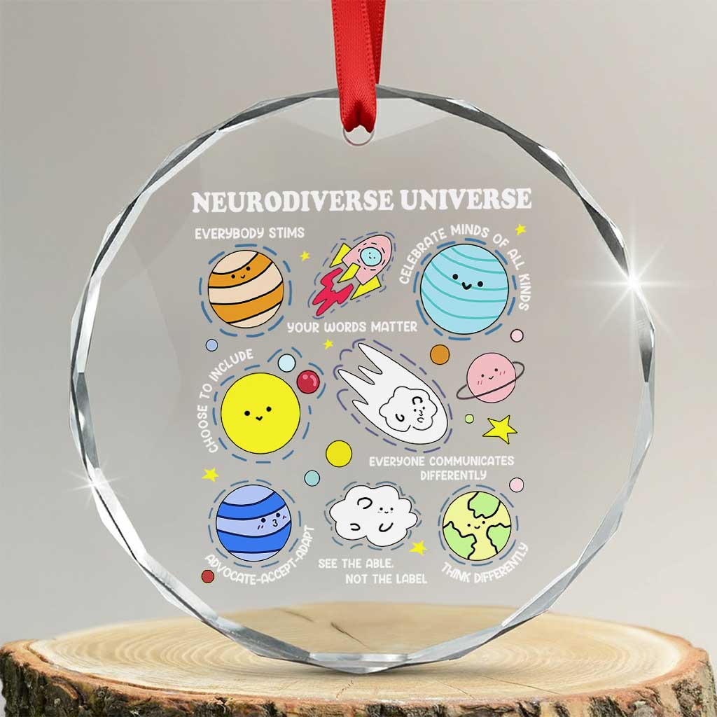 Neurodiverse Universe Crystal Glass Ornament Autism Awareness ADHD ASD Neurodiversity - Wonder Print Shop