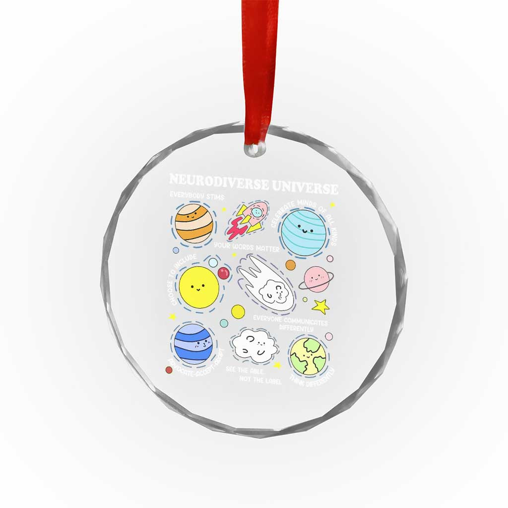 Neurodiverse Universe Crystal Glass Ornament Autism Awareness ADHD ASD Neurodiversity - Wonder Print Shop