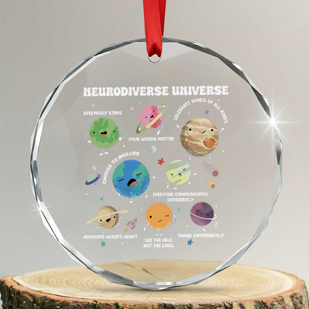 Neurodiverse Universe Crystal Glass Ornament Autism Awareness ASD ADHD Neurodiversity Sped Teacher - Wonder Print Shop