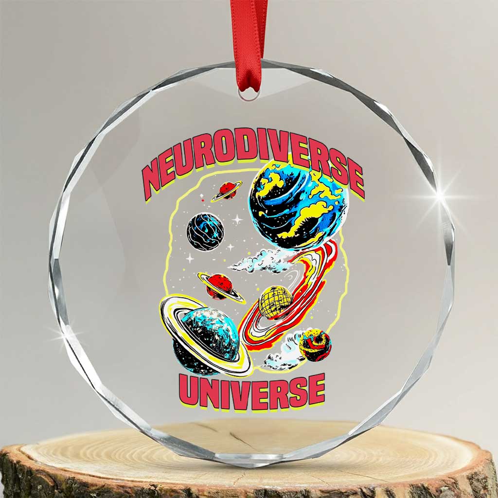 Neurodiverse Universe Crystal Glass Ornament Neurodiversity Embrace ADHD Autism ASD - Wonder Print Shop