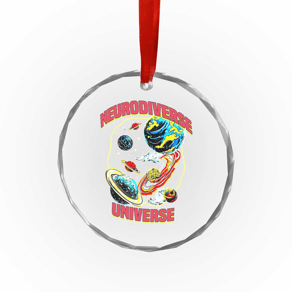Neurodiverse Universe Crystal Glass Ornament Neurodiversity Embrace ADHD Autism ASD - Wonder Print Shop