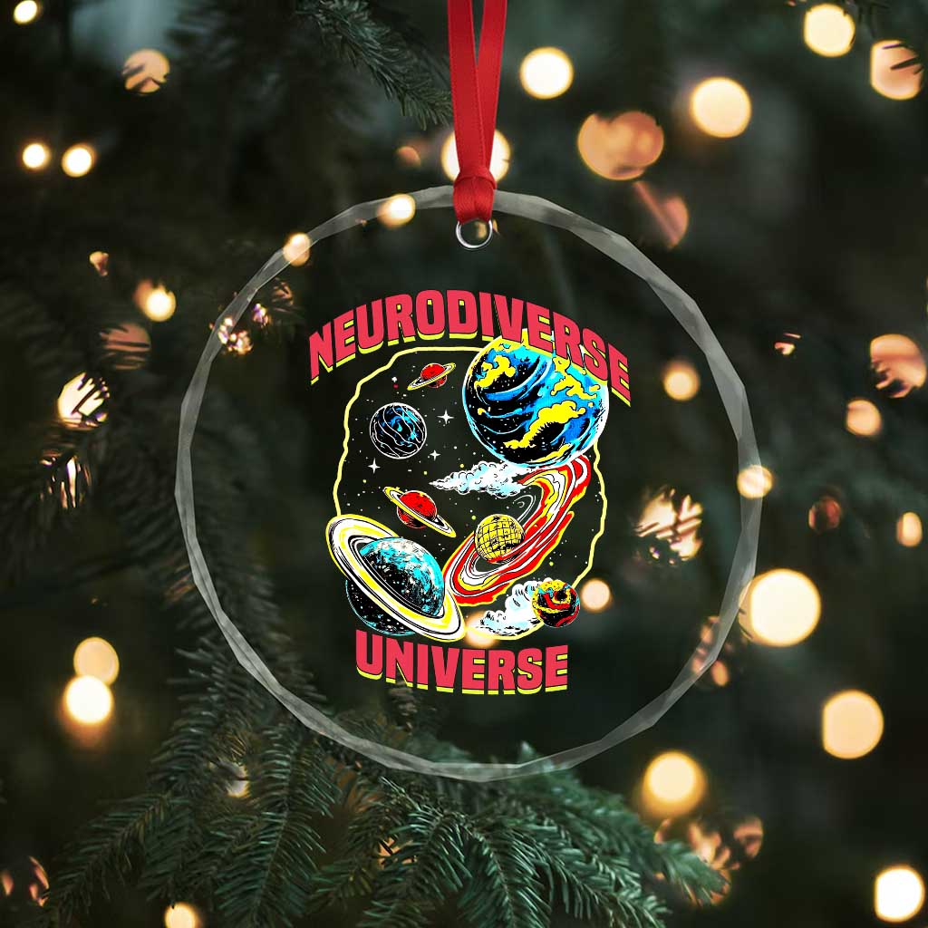Neurodiverse Universe Crystal Glass Ornament Neurodiversity Embrace ADHD Autism ASD - Wonder Print Shop