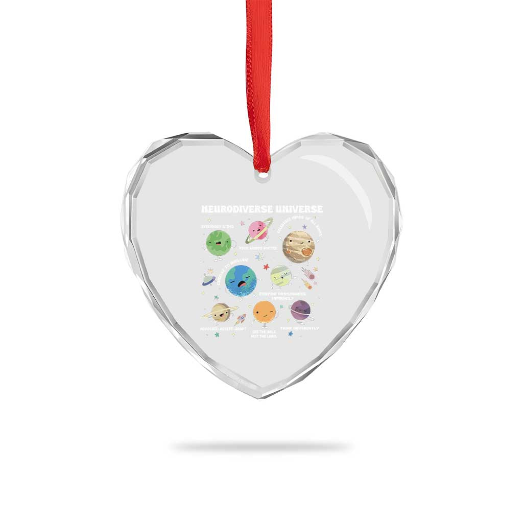 Neurodiverse Universe Heart Crystal Glass Ornament Autism Awareness ASD ADHD Neurodiversity Sped Teacher - Wonder Print Shop