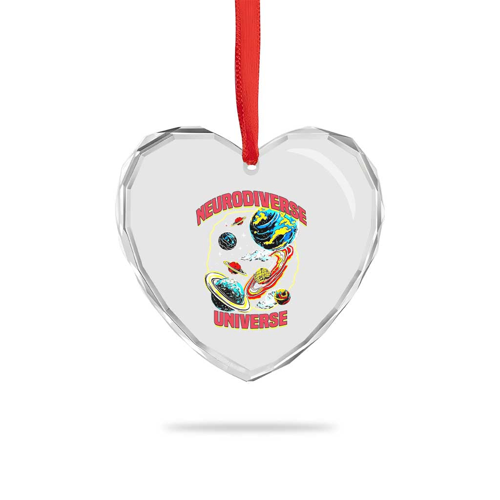 Neurodiverse Universe Heart Crystal Glass Ornament Neurodiversity Embrace ADHD Autism ASD - Wonder Print Shop