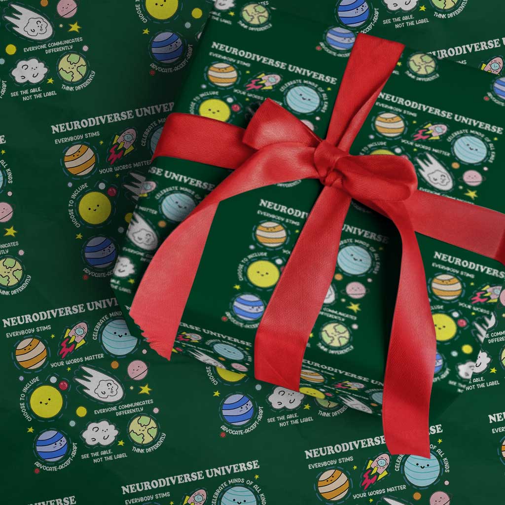 Neurodiverse Universe Wrapping Paper Roll Autism Awareness ADHD ASD Neurodiversity - Wonder Print Shop
