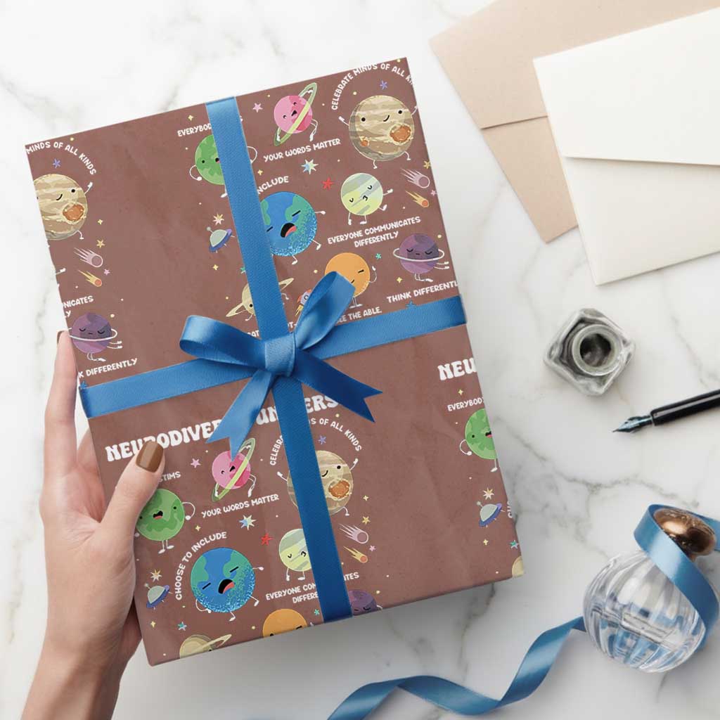 Neurodiverse Universe Wrapping Paper Roll Autism Awareness ASD ADHD Neurodiversity Sped Teacher - Wonder Print Shop