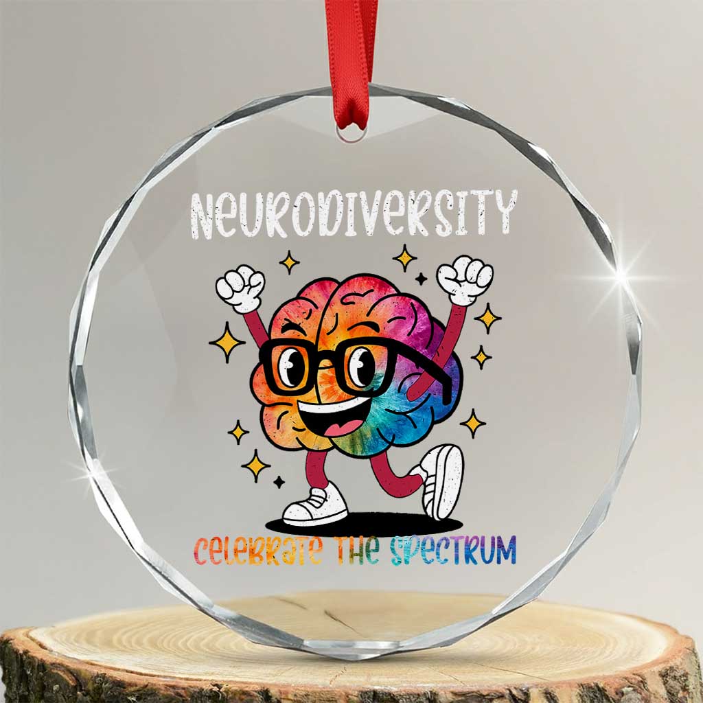 Neurodiversity Brain Crystal Glass Ornament Celebrate The Spectrum Autism Acceptance ASD ADHD - Wonder Print Shop