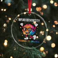 Neurodiversity Brain Crystal Glass Ornament Celebrate The Spectrum Autism Acceptance ASD ADHD - Wonder Print Shop