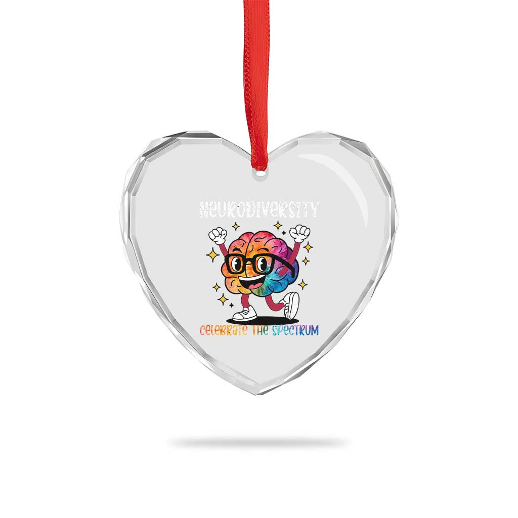 Neurodiversity Brain Heart Crystal Glass Ornament Celebrate The Spectrum Autism Acceptance ASD ADHD - Wonder Print Shop