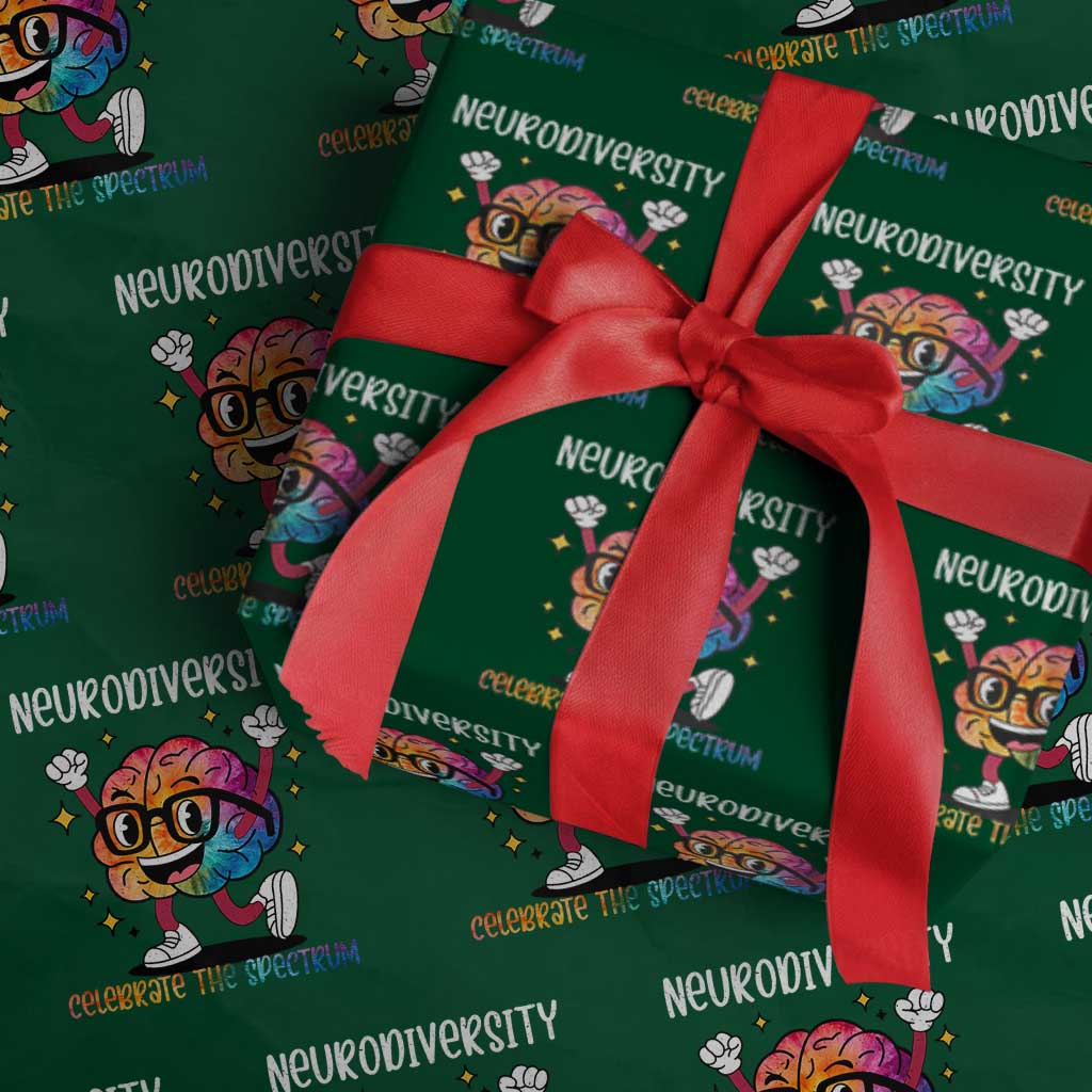 Neurodiversity Brain Wrapping Paper Roll Celebrate The Spectrum Autism Acceptance ASD ADHD - Wonder Print Shop