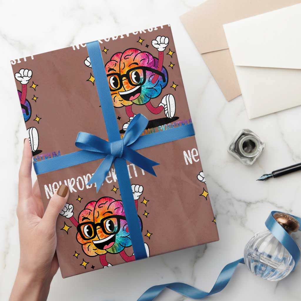 Neurodiversity Brain Wrapping Paper Roll Celebrate The Spectrum Autism Acceptance ASD ADHD - Wonder Print Shop