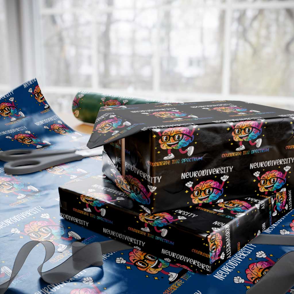 Neurodiversity Brain Wrapping Paper Roll Celebrate The Spectrum Autism Acceptance ASD ADHD - Wonder Print Shop