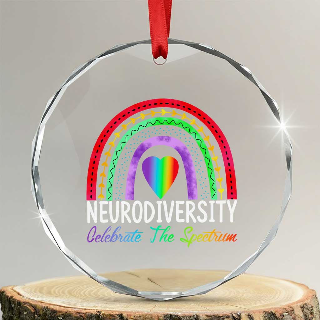 Neurodiversity Crystal Glass Ornament Autism Spectrum ASD ADHD Rainbow Boho - Wonder Print Shop