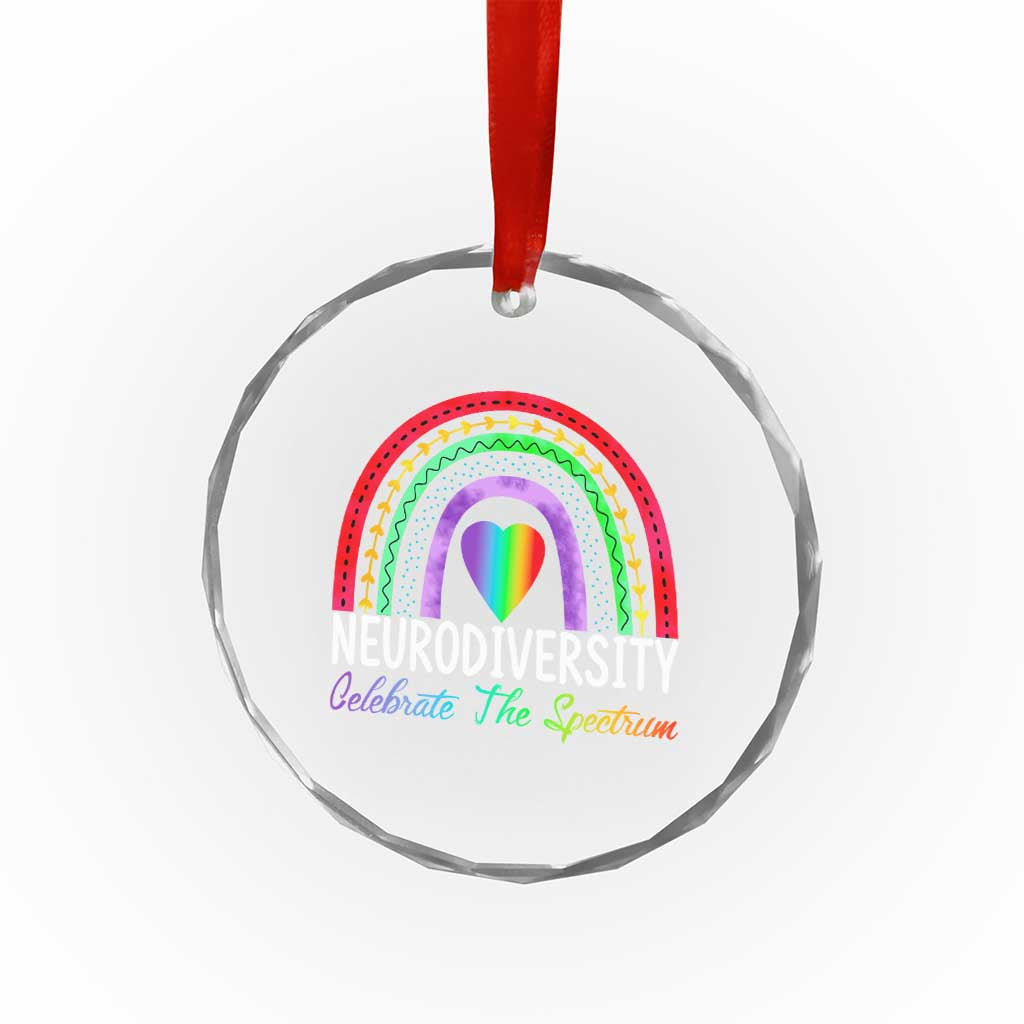 Neurodiversity Crystal Glass Ornament Autism Spectrum ASD ADHD Rainbow Boho - Wonder Print Shop