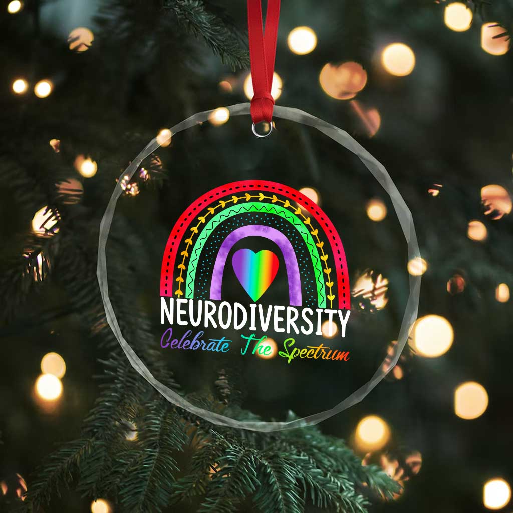 Neurodiversity Crystal Glass Ornament Autism Spectrum ASD ADHD Rainbow Boho - Wonder Print Shop