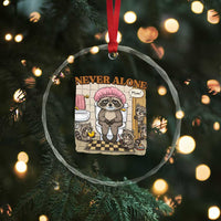 Never Alone Raccoon Mom Crystal Glass Ornament Funny Mama Life Mothers Day