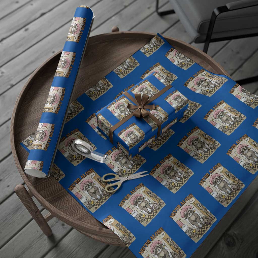 Never Alone Raccoon Mom Wrapping Paper Roll Funny Mama Life Mothers Day