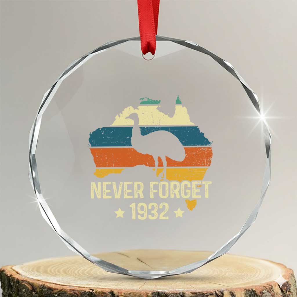 Never Forget 1932 Emu War Crystal Glass Ornament Funny Emu Lover Zookeeper