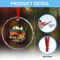 Never Forget 1932 Emu War Crystal Glass Ornament Funny Emu Lover Zookeeper