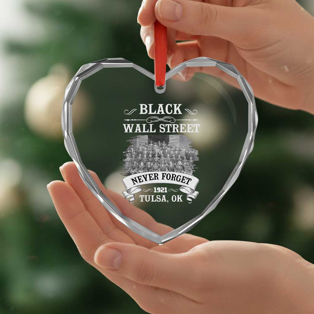 Never Forget Black Wall Street 1921 Heart Crystal Glass Ornament Tulsa Oklahoma Black History Month