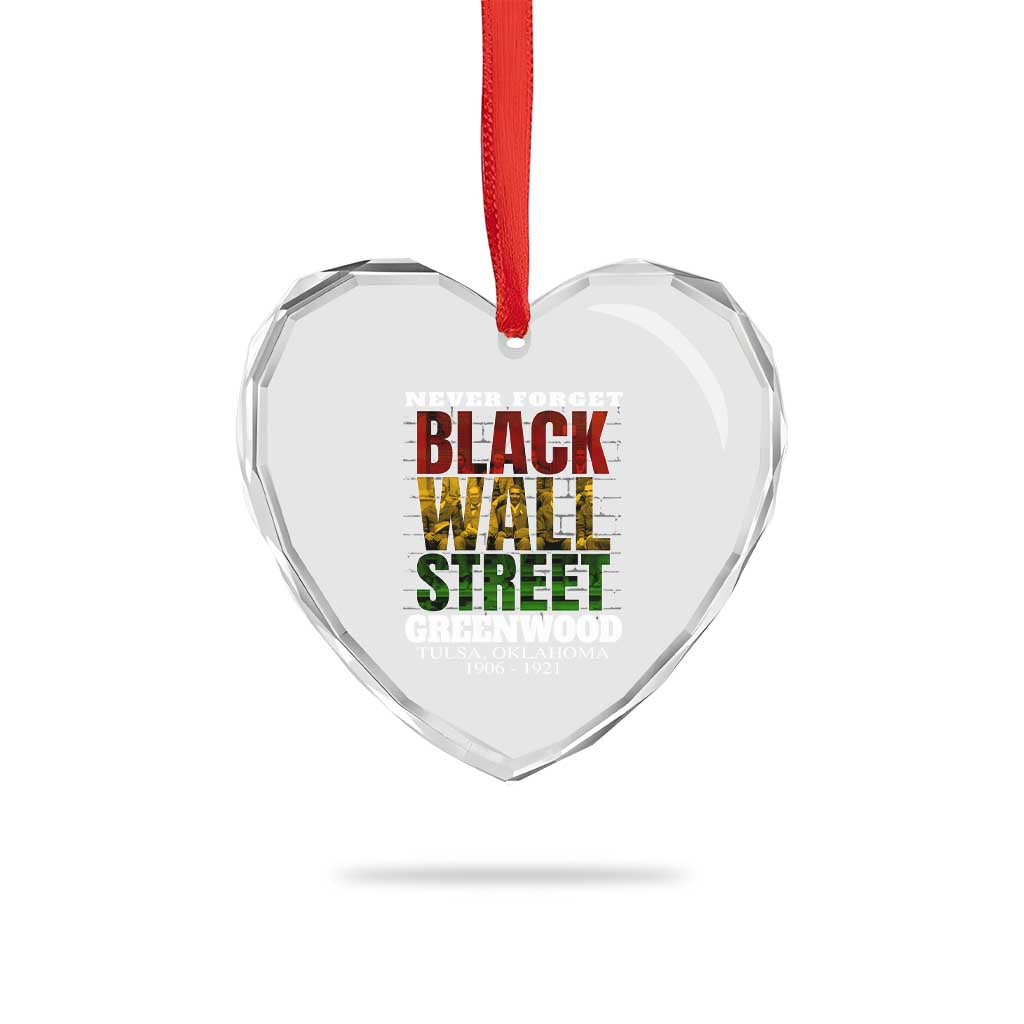 Never Forget Black Wall Street Heart Crystal Glass Ornament Tulsa Oklahoma Black History Month