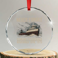 Never Forget Edmund Fitzgerald Tribute Crystal Glass Ornament November 10 1975 Shipwreck Memorial - Wonder Print Shop