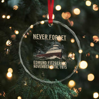 Never Forget Edmund Fitzgerald Tribute Crystal Glass Ornament November 10 1975 Shipwreck Memorial - Wonder Print Shop
