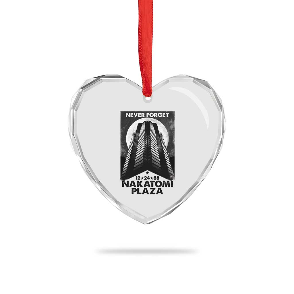 Never Forget Nakatomi Plaza 1988 Heart Crystal Glass Ornament - Wonder Print Shop