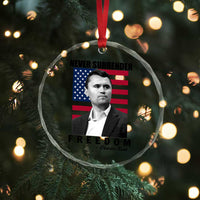 Never Surrender Freedom Crystal Glass Ornament Patriotic Charlie Kirk Tribute American Flag TS02