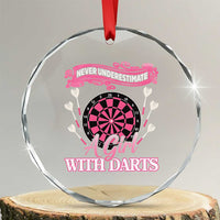 Never Underestimate A Girl Dart Player Gift Idea Crystal Glass Ornament - Wonder Print Shop